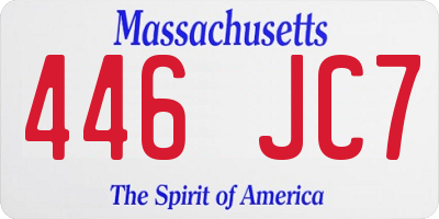 MA license plate 446JC7