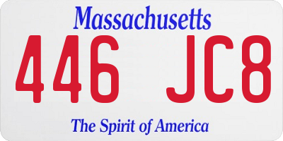 MA license plate 446JC8