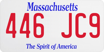 MA license plate 446JC9