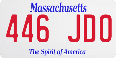 MA license plate 446JD0