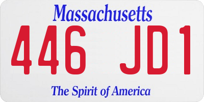 MA license plate 446JD1