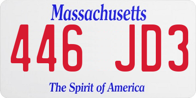 MA license plate 446JD3