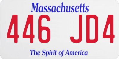 MA license plate 446JD4