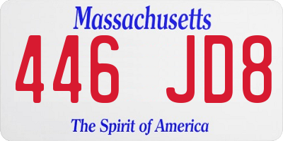MA license plate 446JD8