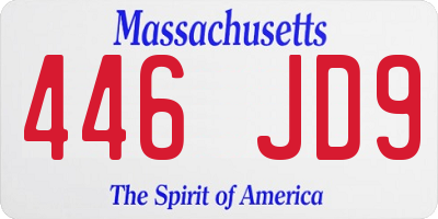 MA license plate 446JD9