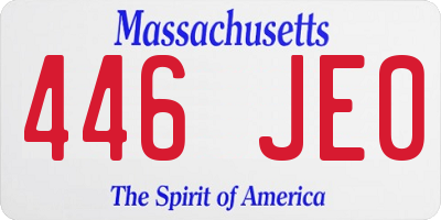 MA license plate 446JE0