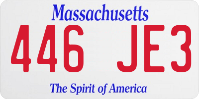 MA license plate 446JE3