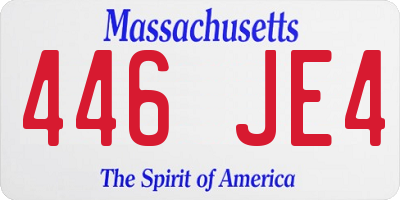 MA license plate 446JE4