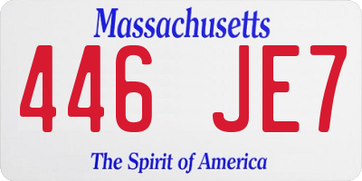 MA license plate 446JE7