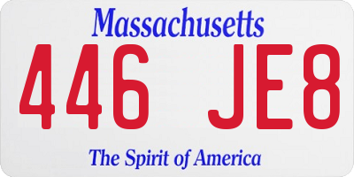 MA license plate 446JE8