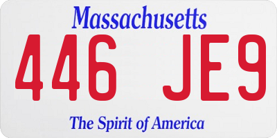 MA license plate 446JE9