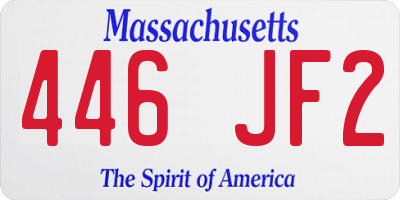 MA license plate 446JF2