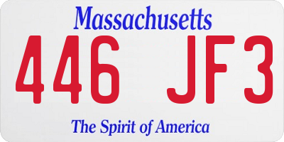MA license plate 446JF3