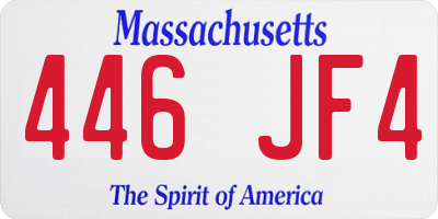 MA license plate 446JF4