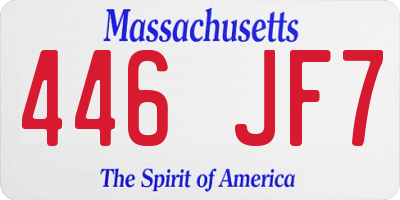 MA license plate 446JF7