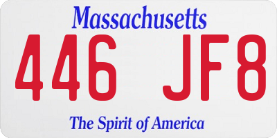 MA license plate 446JF8