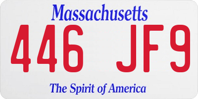MA license plate 446JF9