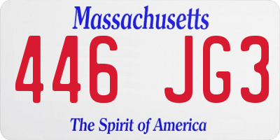 MA license plate 446JG3