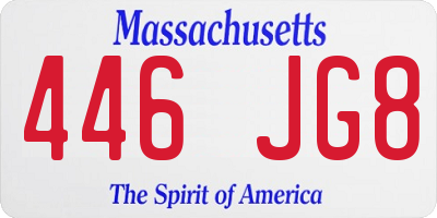 MA license plate 446JG8