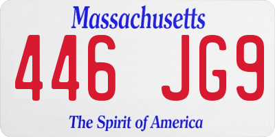 MA license plate 446JG9