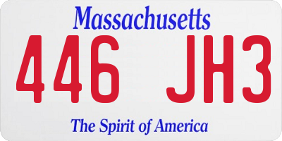 MA license plate 446JH3