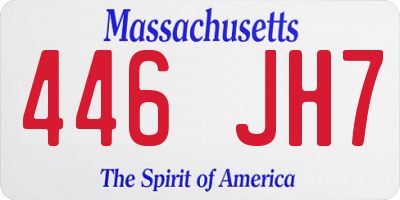 MA license plate 446JH7