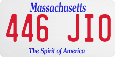 MA license plate 446JI0