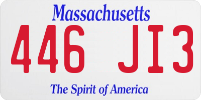 MA license plate 446JI3