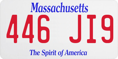 MA license plate 446JI9