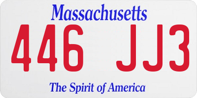 MA license plate 446JJ3