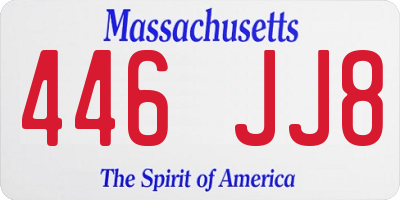 MA license plate 446JJ8