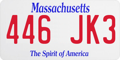 MA license plate 446JK3
