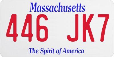 MA license plate 446JK7