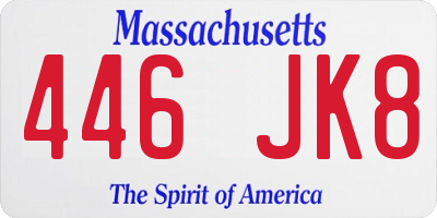 MA license plate 446JK8