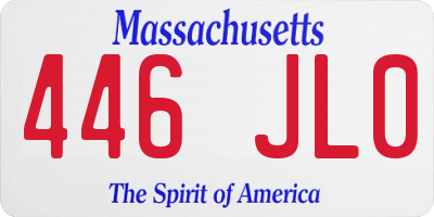 MA license plate 446JL0