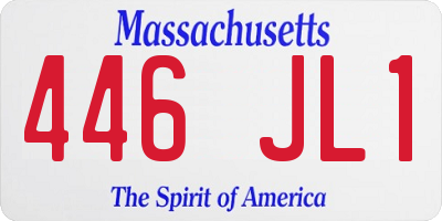 MA license plate 446JL1