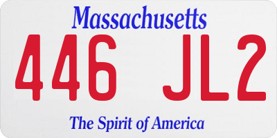 MA license plate 446JL2