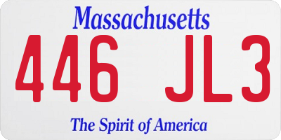 MA license plate 446JL3