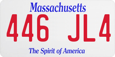 MA license plate 446JL4