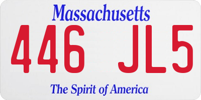MA license plate 446JL5