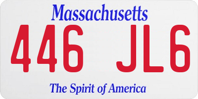 MA license plate 446JL6