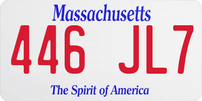 MA license plate 446JL7