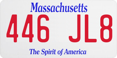 MA license plate 446JL8