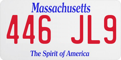 MA license plate 446JL9