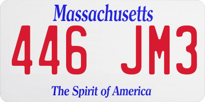 MA license plate 446JM3