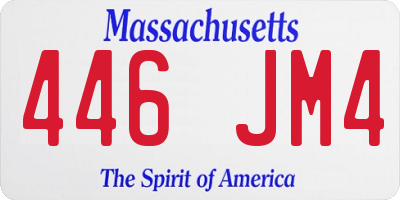 MA license plate 446JM4