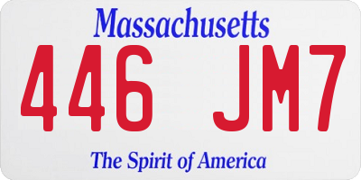 MA license plate 446JM7
