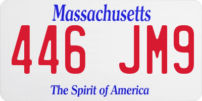 MA license plate 446JM9