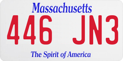 MA license plate 446JN3