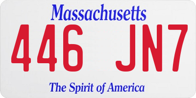 MA license plate 446JN7